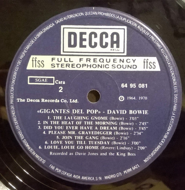 David Bowie : Gigantes Del Pop Vol. 28 (LP, Comp, MP, M/Print)