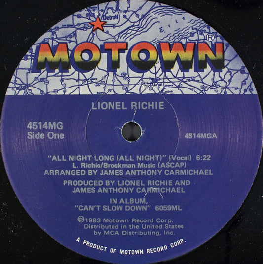 Lionel Richie - All Night Long (All Night) vinyl record, 12" (Near Mint (NM or M-)) | Lulo Records