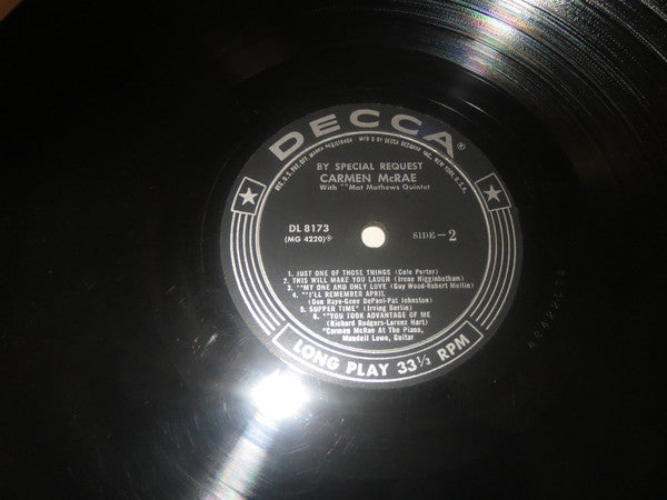 Carmen McRae With Mat Mathews Quintet : By Special Request (LP, Mono)