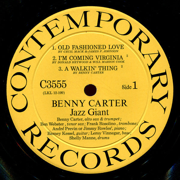 Benny Carter : Jazz Giant (LP, Album, Mono)