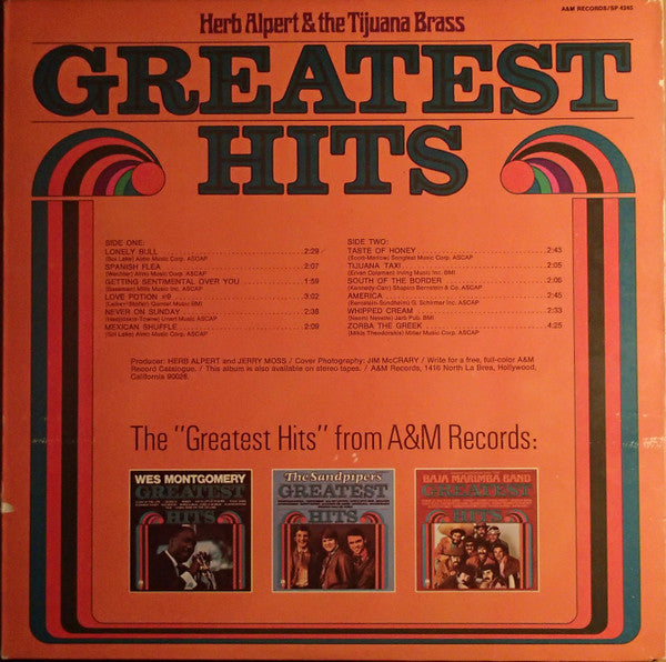 Herb Alpert & The Tijuana Brass : Greatest Hits (LP, Comp, Club, RE, Cap)