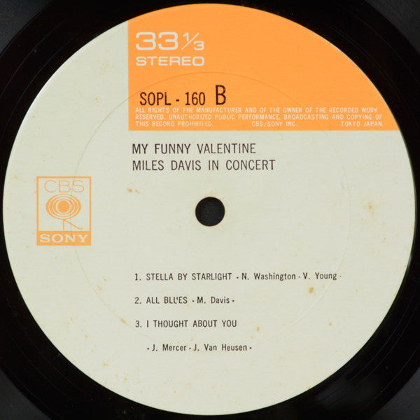 Miles Davis : My Funny Valentine - Miles Davis In Concert (LP, Album, RE)