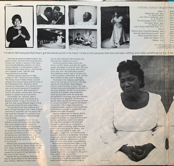 Mahalia Jackson : Mahalia Jackson Sings America's Favorite Hymns (2xLP, Comp)