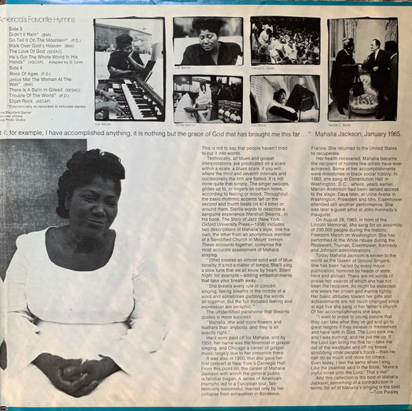 Mahalia Jackson : Mahalia Jackson Sings America's Favorite Hymns (2xLP, Comp)