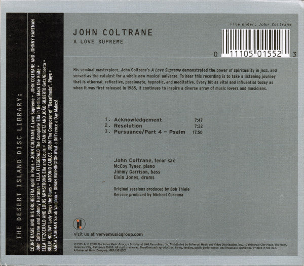 John Coltrane : A Love Supreme (CD, Album, RE, RM, Dig)