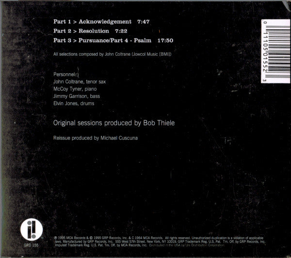 John Coltrane : A Love Supreme (CD, Album, RE, RM, Dig)