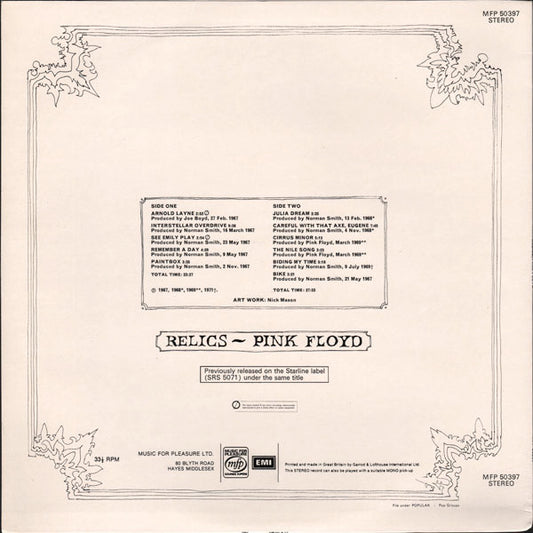 Pink Floyd - Relics vinyl record, LP (Near Mint (NM or M-)) | Lulo Records