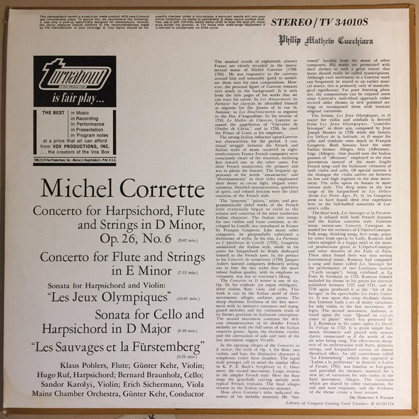 Michel Corrette : The Music Of Michel Corrette (LP, Album)