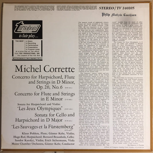 Michel Corrette - The Music Of Michel Corrette vinyl record, LP (Near Mint (NM or M-)) | Lulo Records