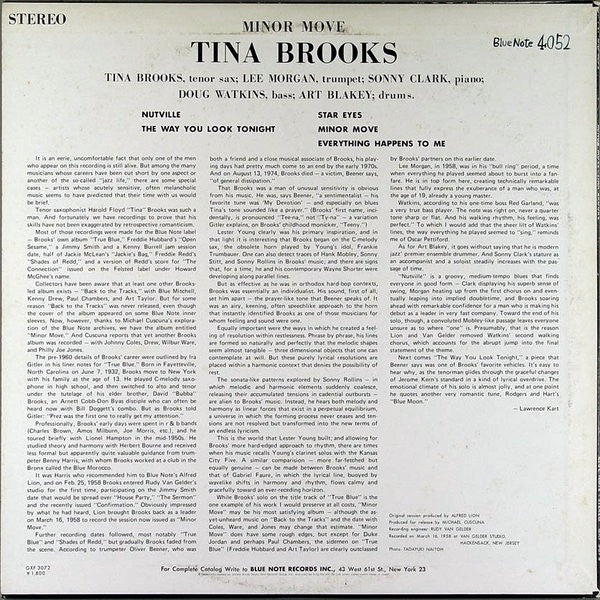 Tina Brooks : Minor Move (LP, Album, Ltd)