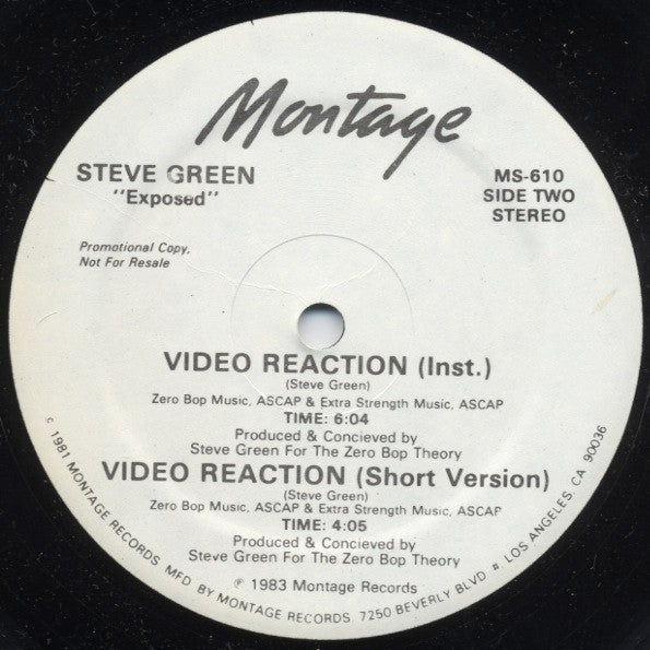 Steve Green : Video Reaction (12", Promo)