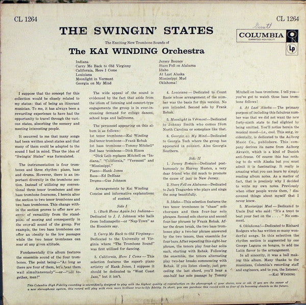 The Kai Winding Orchestra : The Swingin' States (LP, Album, Mono)