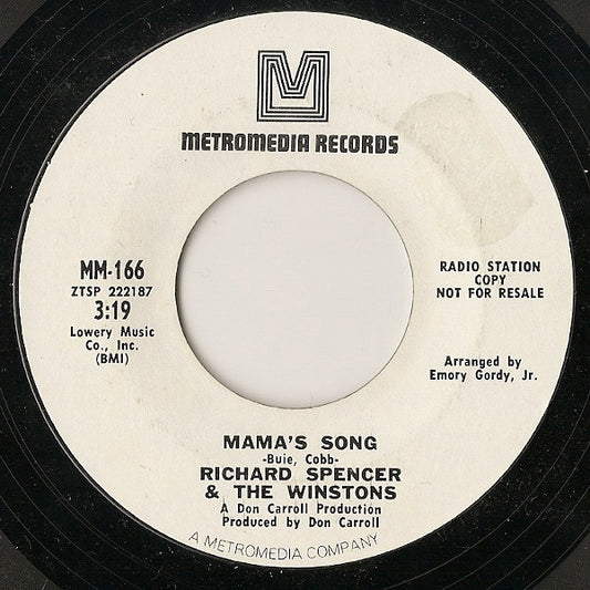 Richard Spencer & The Winstons : Say Goodbye To Daddy / Mama's Song (7", Mono, Promo, Styrene)