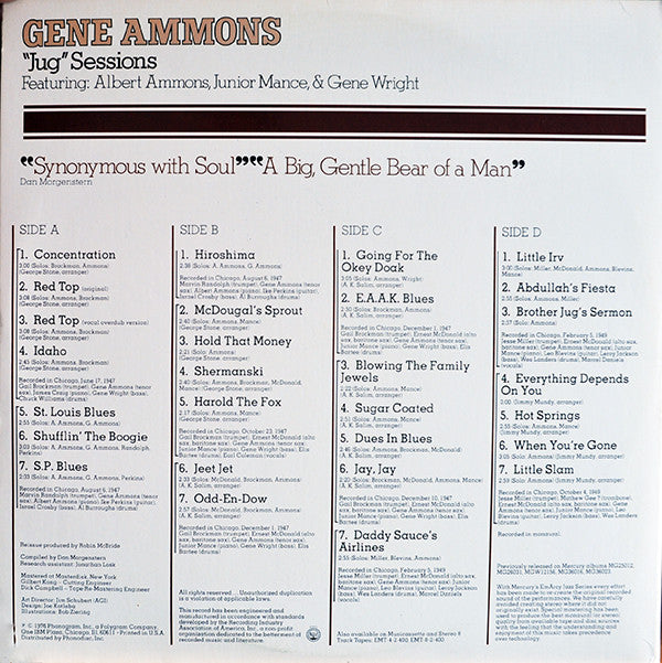 Gene Ammons : "Jug" Sessions (2xLP, Comp, Ter)