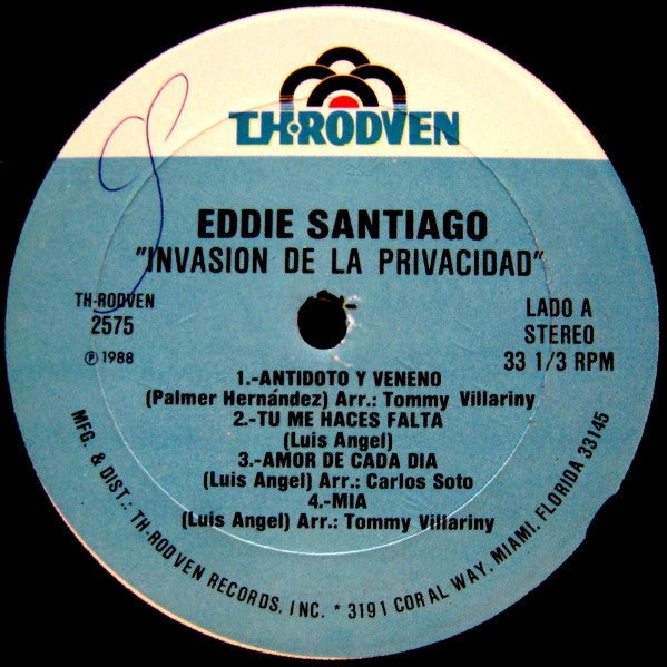 Eddie Santiago : Invasion De La Privacidad (LP, Album)