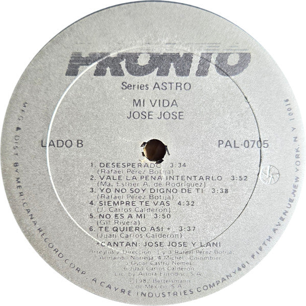 José José : Mi Vida (LP, Album)