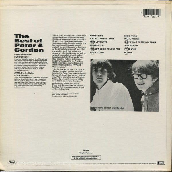 Peter & Gordon : The Best Of Peter And Gordon (LP, Comp, RE)