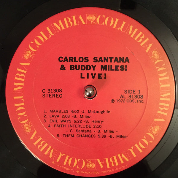 Carlos Santana & Buddy Miles : Carlos Santana & Buddy Miles! Live! (LP, Album, Pit)