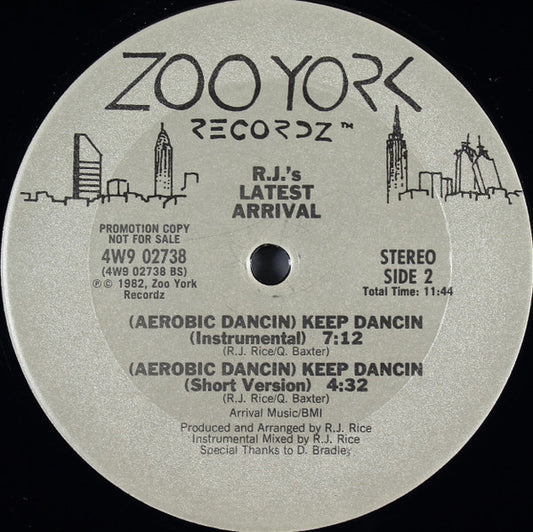 R.J.'s Latest Arrival - (Aerobic Dancin) Keep Dancin vinyl record, 12" (Mint (M)) | Lulo Records