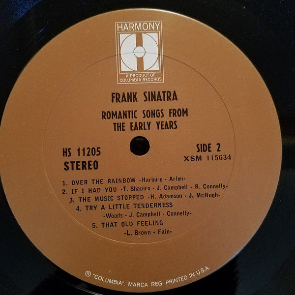 Frank Sinatra : Romantic Songs From The Early Years (LP, Comp)