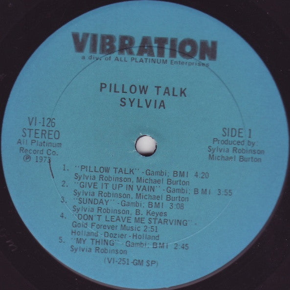 Sylvia Robinson : Pillow Talk (LP, Album, Spe)