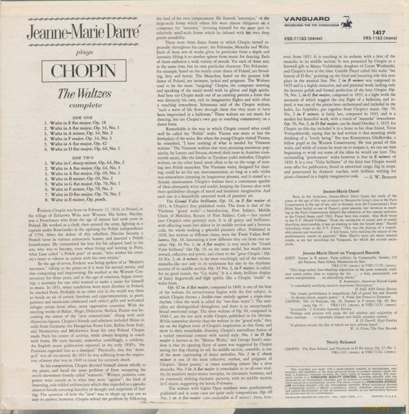 Jeanne-Marie Darré Plays Frédéric Chopin : The Waltzes (Complete) (LP, Bla)