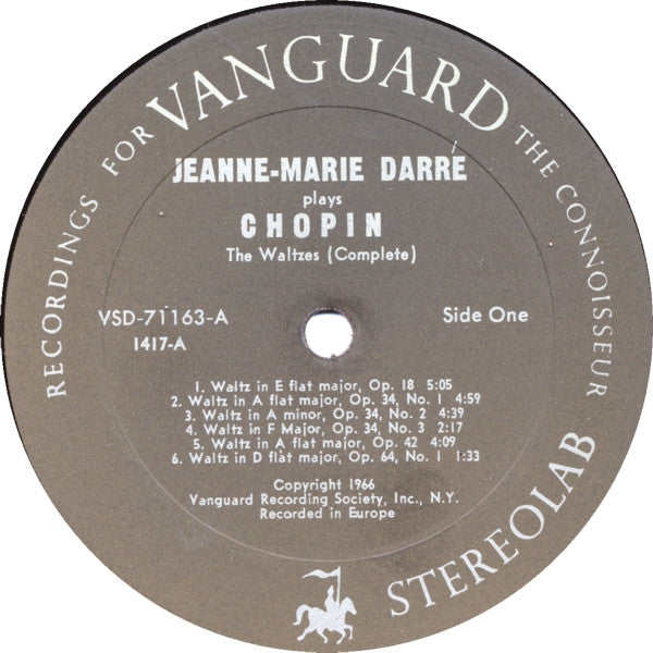 Jeanne-Marie Darré Plays Frédéric Chopin : The Waltzes (Complete) (LP, Bla)