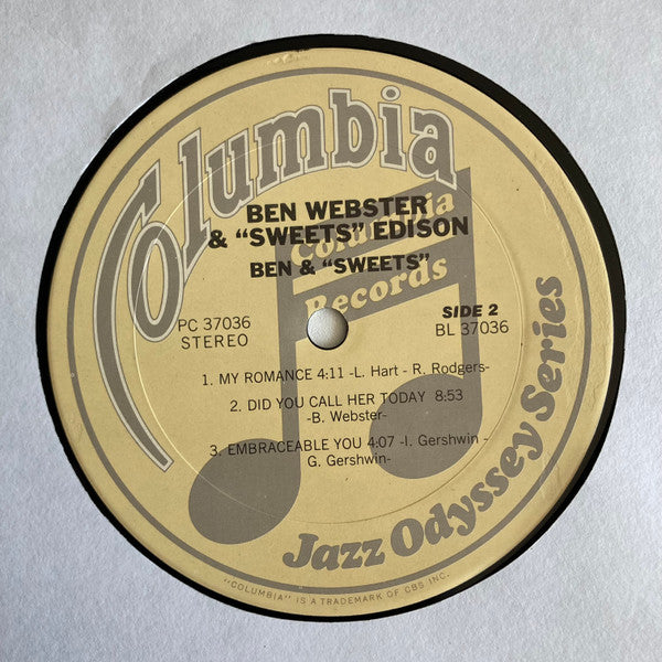 Ben Webster & "Sweets" Edison* : Ben & Sweets (LP, Album, RE, RM)