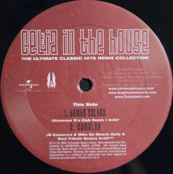Celia Cruz : Celia Cruz In The House (The Ultimate Classic Hits Remix Collection) (12", Promo, Smplr)