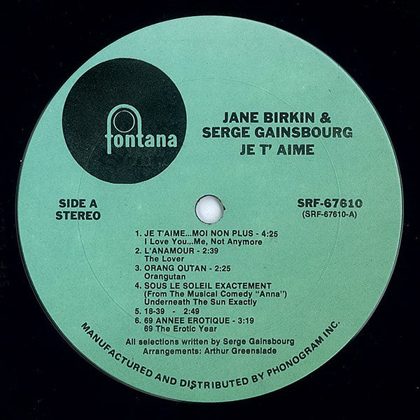 Jane Birkin And Serge Gainsbourg : Je T'Aime - Beautiful Love (LP, Album, RE)