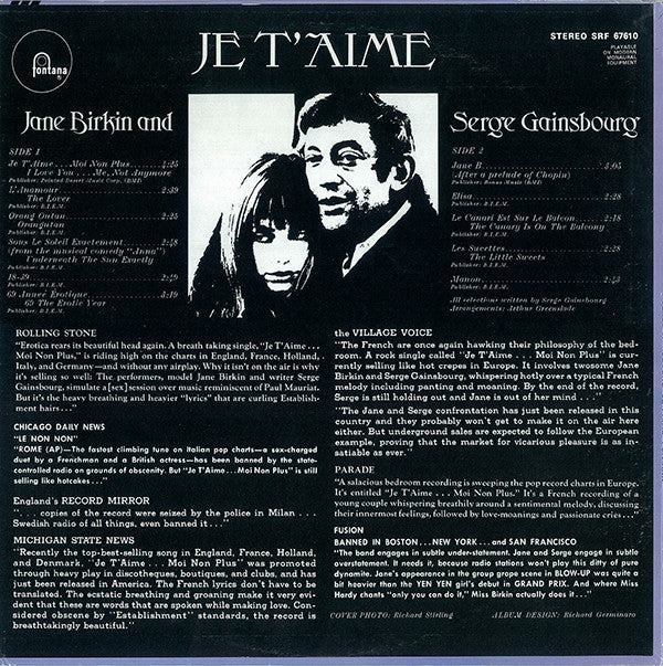 Jane Birkin And Serge Gainsbourg : Je T'Aime - Beautiful Love (LP, Album, RE)