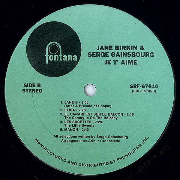 Jane Birkin And Serge Gainsbourg : Je T'Aime - Beautiful Love (LP, Album, RE)
