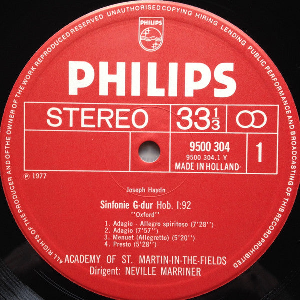 Joseph Haydn - The Academy Of St. Martin-in-the-Fields, Sir Neville Marriner : Symphonies No. 92 "Oxford" / No. 104 "London" (LP)