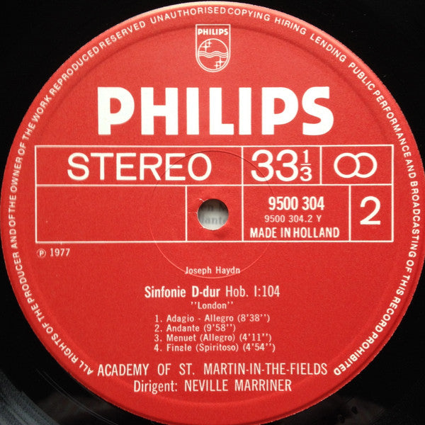 Joseph Haydn - The Academy Of St. Martin-in-the-Fields, Sir Neville Marriner : Symphonies No. 92 "Oxford" / No. 104 "London" (LP)
