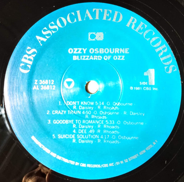 Ozzy Osbourne : Blizzard Of Ozz (LP, Album, RE, Spe)