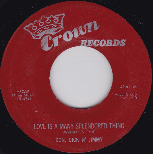 Don, Dick & Jimmy : Love Is A Many Splendored Thing (7", Single)