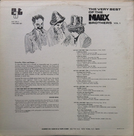The Marx Brothers : The Very Best Of The Marx Brothers Vol. 1 (2xLP, Comp)