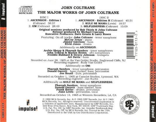 John Coltrane - The Major Works Of John Coltrane vinyl record, 2xCD (Mint (M)) | Lulo Records
