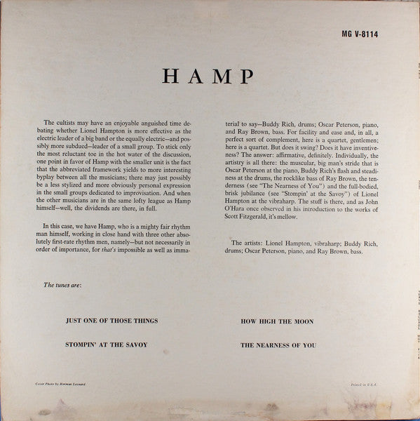 Lionel Hampton : Hamp! (LP, Comp, RE)