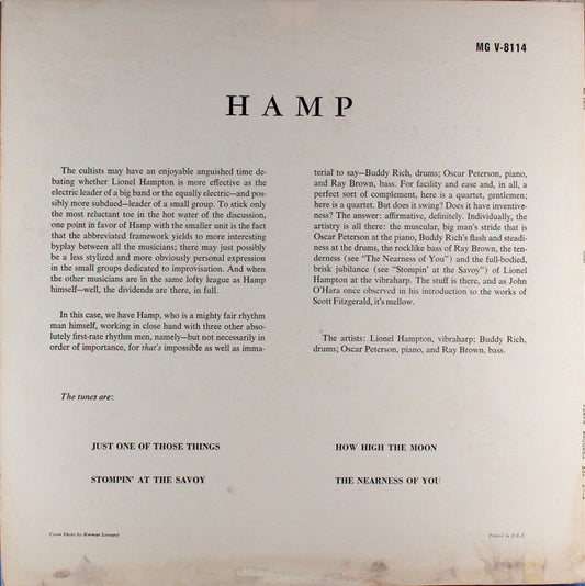 Lionel Hampton - Hamp! vinyl record, LP (Very Good (VG)) | Lulo Records