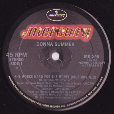 Donna Summer : She Works Hard For The Money (12", Promo)