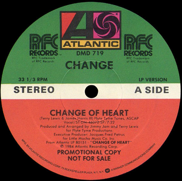 Change : Change Of Heart (12", Maxi, Promo)