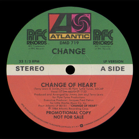 Change : Change Of Heart (12", Maxi, Promo)