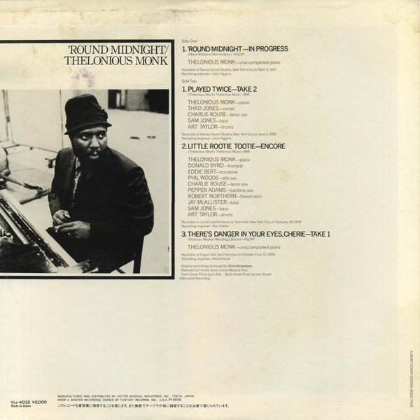 Thelonious Monk : 'Round Midnight (LP, Comp, Mono)