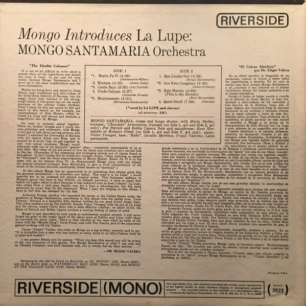 Mongo Santamaria Orchestra* & La Lupe : Mongo Introduces La Lupe (LP, Album, RE)