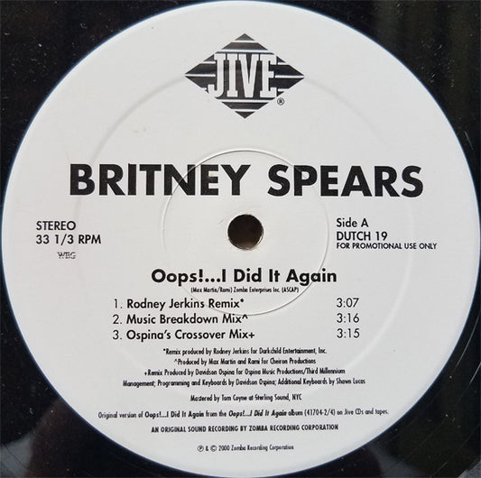 Britney Spears : Oops!...I Did It Again (12", Promo)