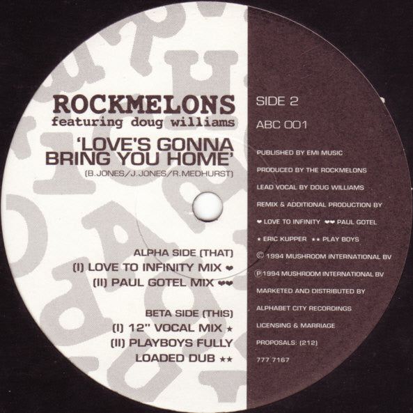 The Rockmelons Featuring Doug Williams : Love's Gonna Bring You Home (12", Single)