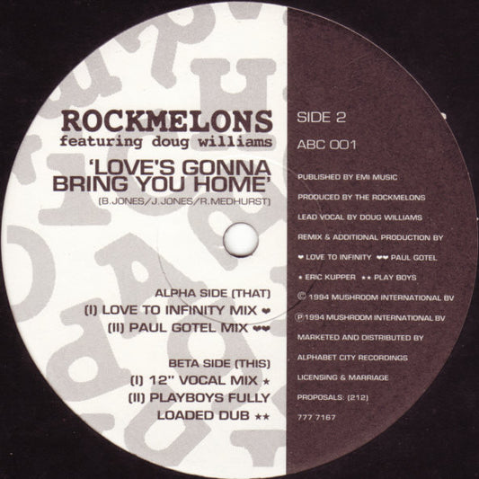 The Rockmelons Featuring Doug Williams : Love's Gonna Bring You Home (12", Single)