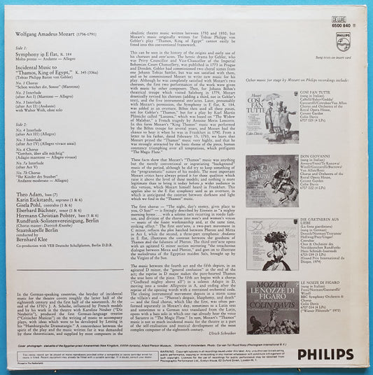 Wolfgang Amadeus Mozart - Staatskapelle Berlin, Bernhard Klee - Thamos, King Of Egypt (Incidental Music) vinyl record, LP (Near Mint (NM or M-)) | Lulo Records