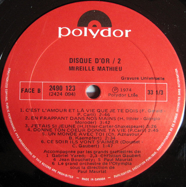 Mireille Mathieu : Disque D'or / 2 (LP, Comp, Gat)